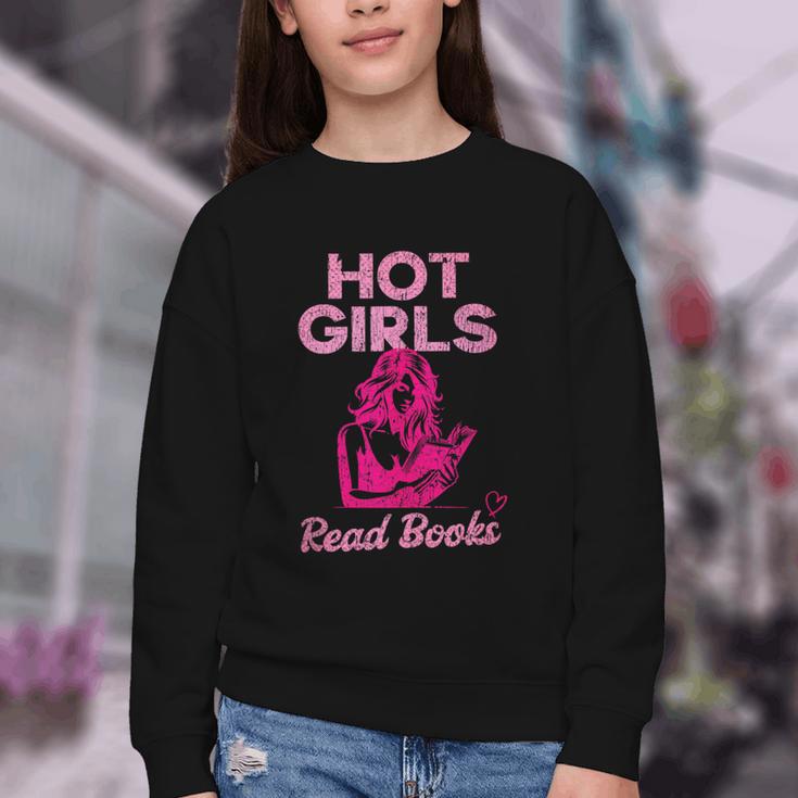 Hot Girls Read Books Cute Book Reader Women Youth Crewneck Sweatshirt