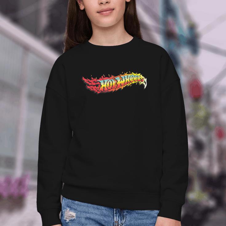 Hot Wheels Comic Book Fire Logo Youth Crewneck Sweatshirt Hot Wheels Comic Book Fire Logo Youth Crewneck Sweatshirt