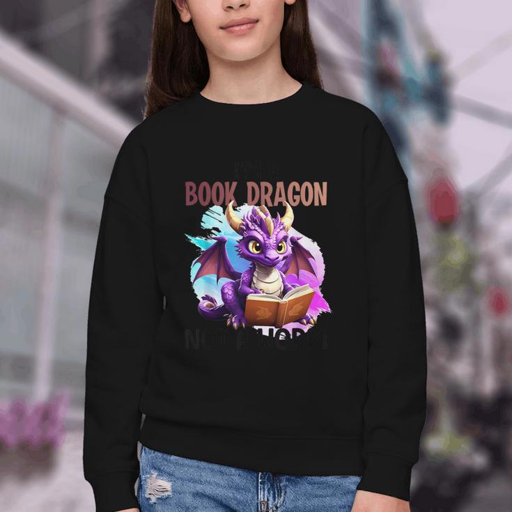 I'm A Book Dragon Not A Worm Youth Crewneck Sweatshirt