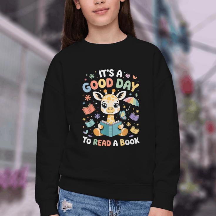 It's a Good Day To Read a Book Cute Giraffe Youth Crewneck Sweatshirt It's a Good Day To Read a Book Cute Giraffe Youth Crewneck Sweatshirt