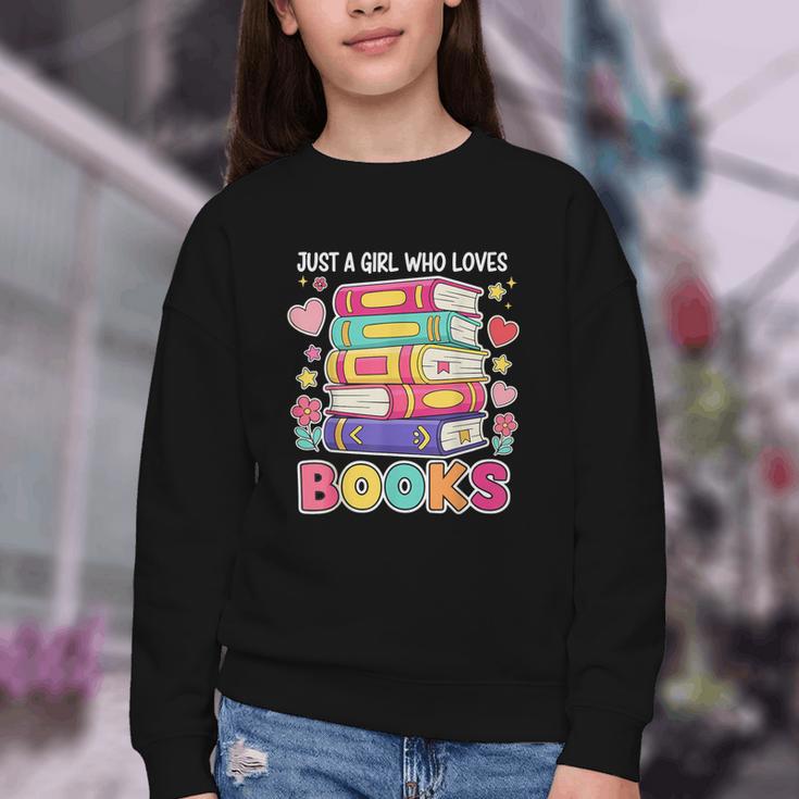 Just A Girl Who Loves Books Reading Library Youth Crewneck Sweatshirt Just A Girl Who Loves Books Reading Library Youth Crewneck Sweatshirt