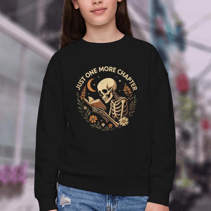Just One More Chapter Book Lover Bookish Reading Skeleton Youth Crewneck Sweatshirt Just One More Chapter Book Lover Bookish Reading Skeleton Youth Crewneck Sweatshirt
