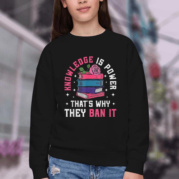 Knowledge Is Power Book Club Librarian Read Banned Books Youth Crewneck Sweatshirt Knowledge Is Power Book Club Librarian Read Banned Books Youth Crewneck Sweatshirt