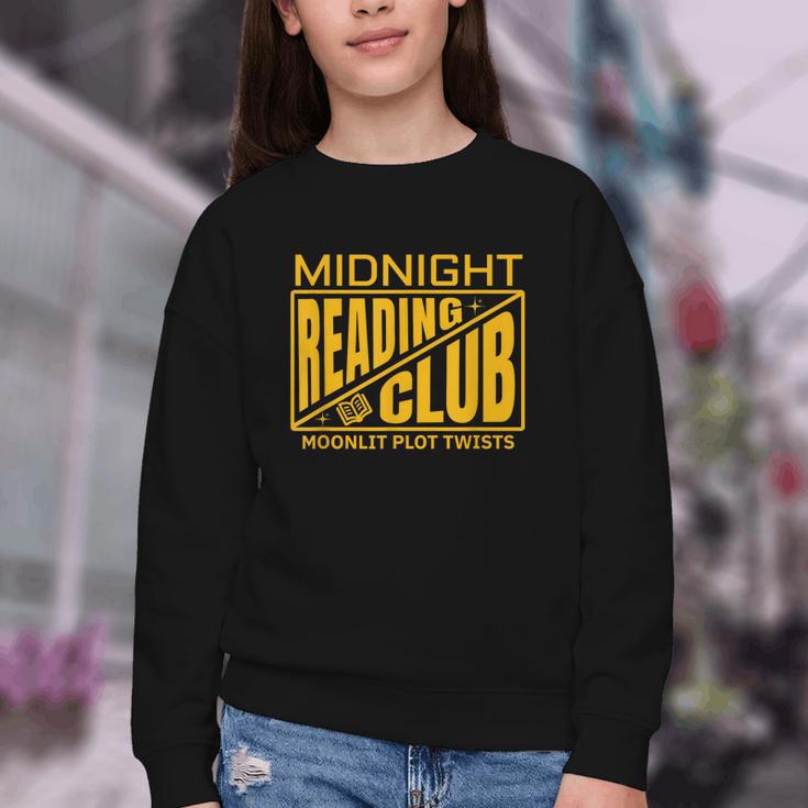 Midnight Reading Club Night Owl Book Readers Youth Crewneck Sweatshirt