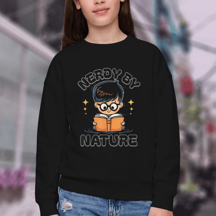 Nerdy By Nature Chibi Cute Book Lover Youth Crewneck Sweatshirt Nerdy By Nature Chibi Cute Book Lover Youth Crewneck Sweatshirt