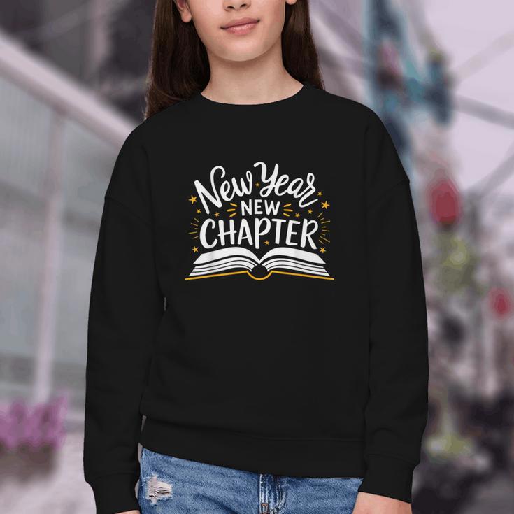 New Year New Chapter Happy New Year 2025 Book Youth Crewneck Sweatshirt