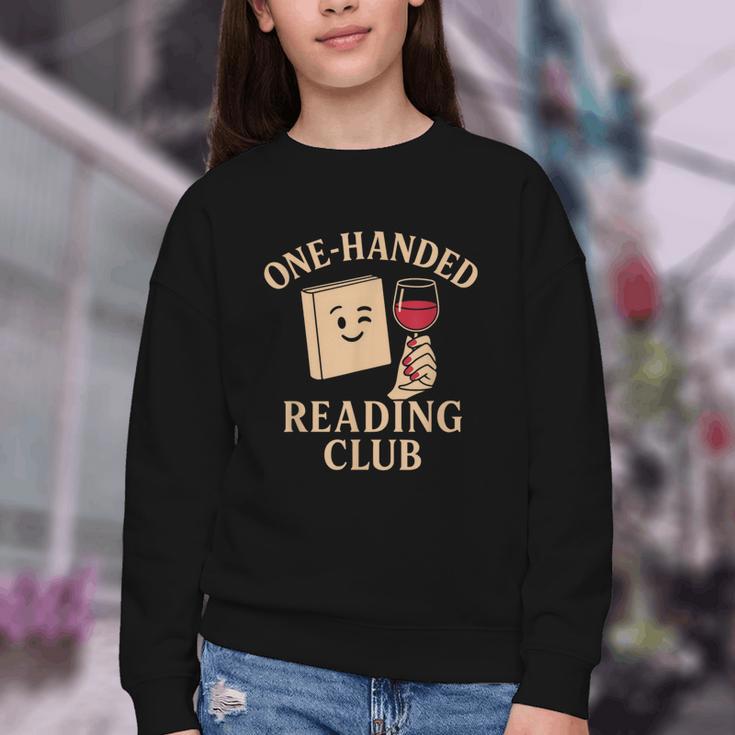 One-Handed Reading Club Smutty Book Lover Youth Crewneck Sweatshirt