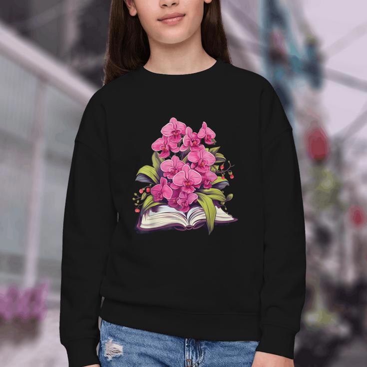 Orchids Flowers Book Floral Youth Crewneck Sweatshirt Orchids Flowers Book Floral Youth Crewneck Sweatshirt
