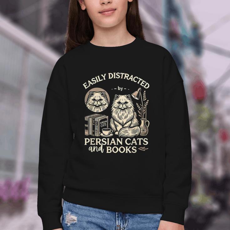 Persian Cat Persian Cats Persian Cats And Books For Men Women Kids Youth Crewneck Sweatshirt