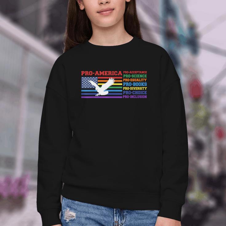 Pro America Pro Acceptance Pro Science Pro Equality Pro Book Youth Crewneck Sweatshirt Pro America Pro Acceptance Pro Science Pro Equality Pro Book Youth Crewneck Sweatshirt