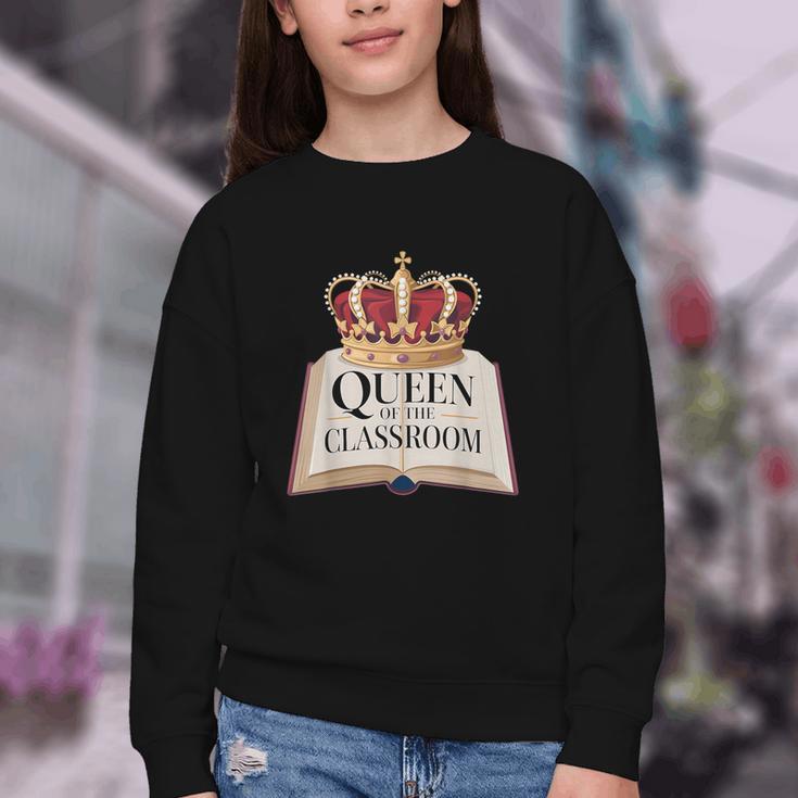 Queen Of The Classroom Appreciation Royal Crown Book Youth Crewneck Sweatshirt