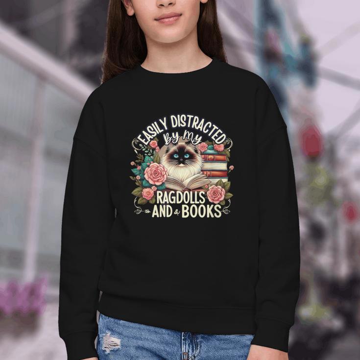 Ragdoll Lover Ragdoll Cat Ragdolls And Books Youth Crewneck Sweatshirt