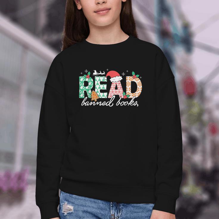 Read Banned Books Christmas Holiday Youth Crewneck Sweatshirt Read Banned Books Christmas Holiday Youth Crewneck Sweatshirt