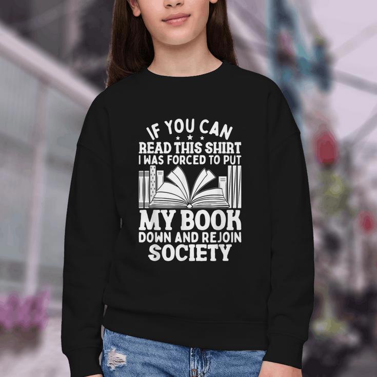 If You Can Read This For Book Lovers Reading Youth Crewneck Sweatshirt If You Can Read This For Book Lovers Reading Youth Crewneck Sweatshirt