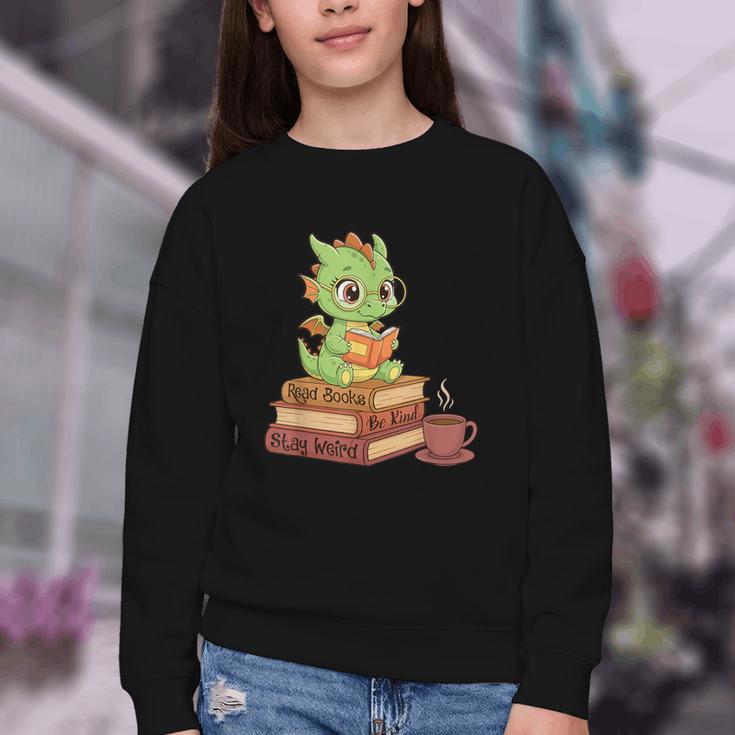 Read Books Be Kind Stay Weird Reading Bookworm Reader Youth Crewneck Sweatshirt