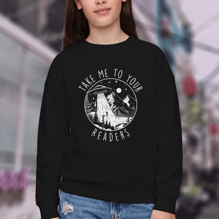 Take Me To Your Readers Book Lover Reading Bookworm Youth Crewneck Sweatshirt Take Me To Your Readers Book Lover Reading Bookworm Youth Crewneck Sweatshirt