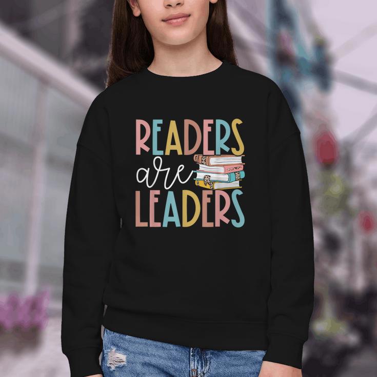 Readers Are Leaders Reading Book Lovers Teacher Women Kids Youth Crewneck Sweatshirt
