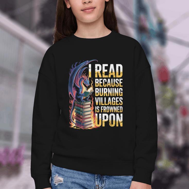 Reading Bookish Dragon Fantasy Youth Crewneck Sweatshirt