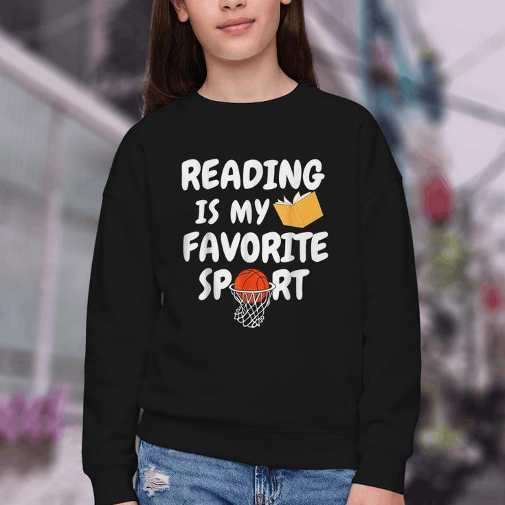 Reading Is My Tee Favorite Sport Basketball World Book Day Youth Crewneck Sweatshirt Reading Is My Tee Favorite Sport Basketball World Book Day Youth Crewneck Sweatshirt