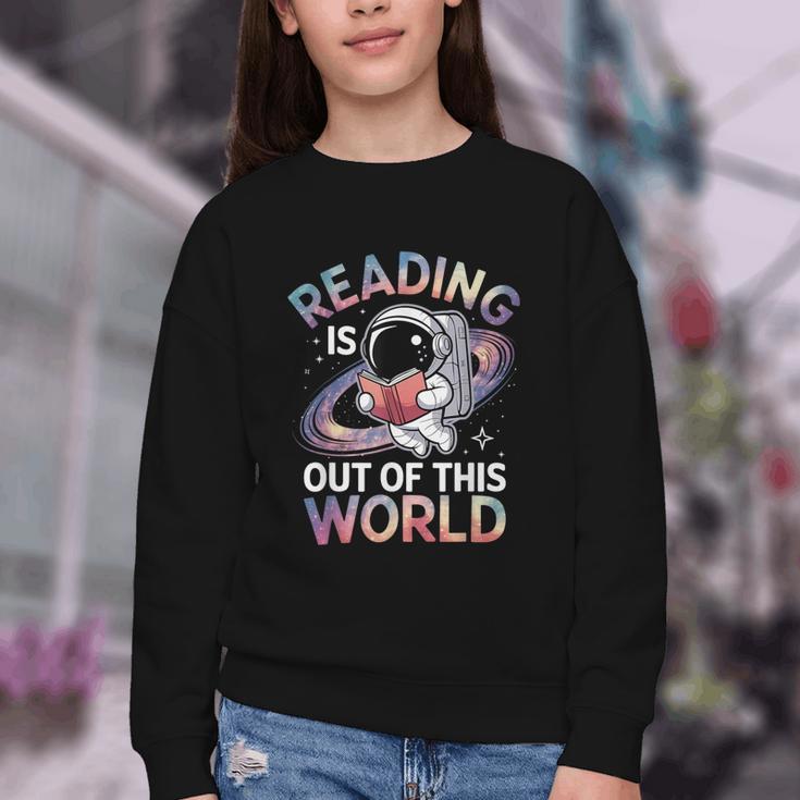 Reading Is Out Of This World Space Book Lover Youth Crewneck Sweatshirt