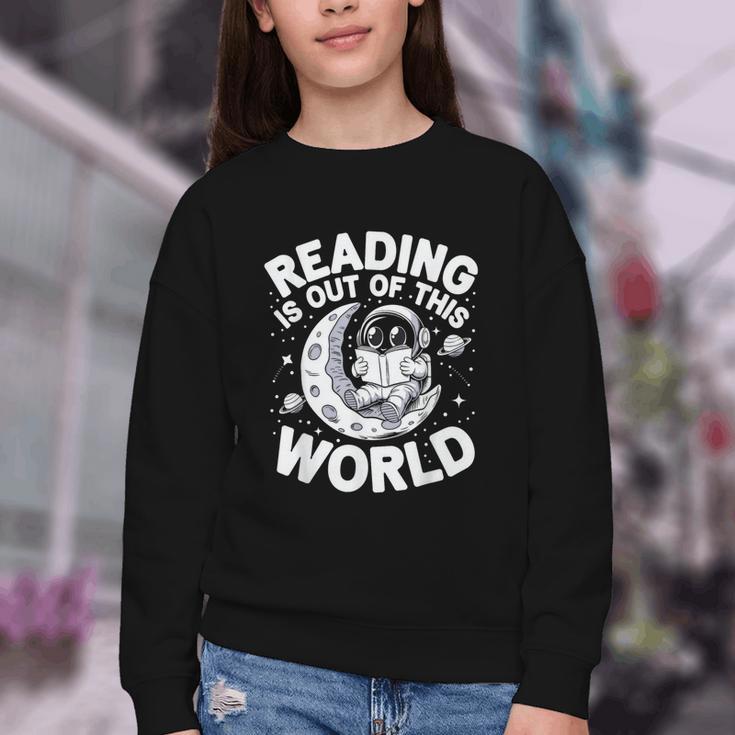 Reading Is Out Of This World Space Books Lover Youth Crewneck Sweatshirt