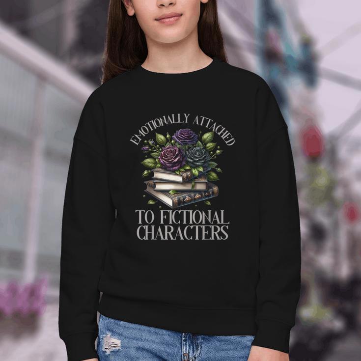 Romance Book Shirt Emotionally Attached Fictional Characters Youth Crewneck Sweatshirt