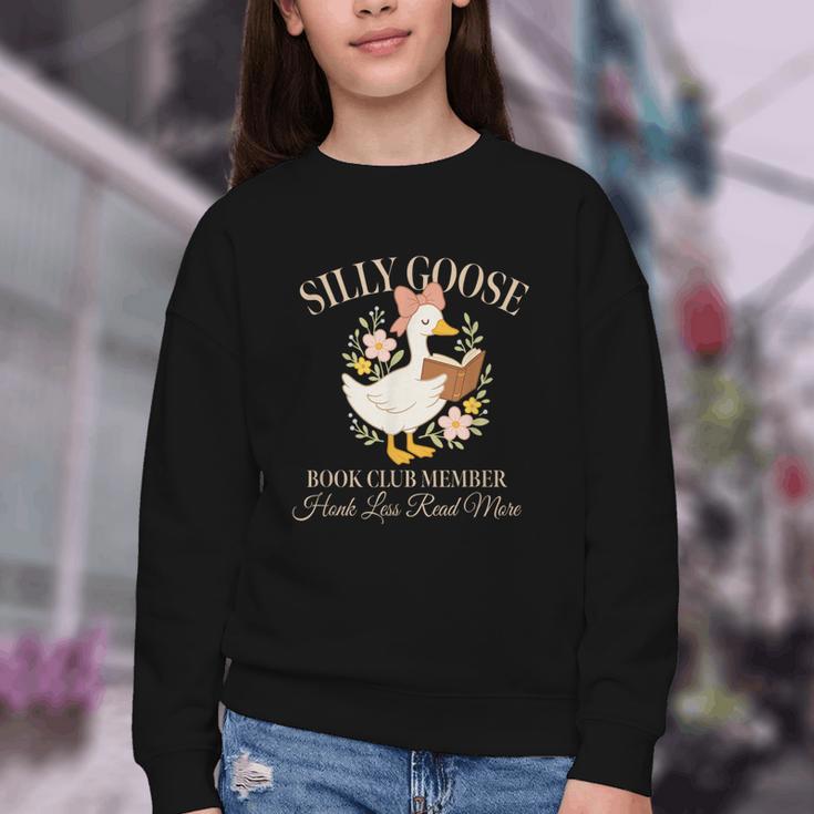 Silly Goose Book Club Member Reading Lover Youth Crewneck Sweatshirt