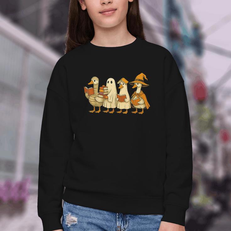 Spooky Halloween Book Lover Halloween Reading Goose Youth Crewneck Sweatshirt Spooky Halloween Book Lover Halloween Reading Goose Youth Crewneck Sweatshirt