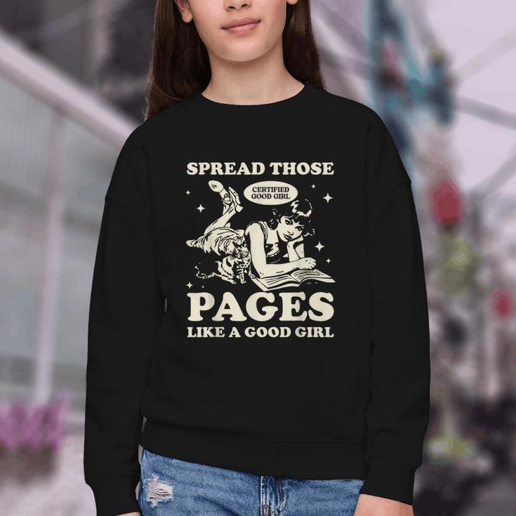 Spread Those Pages Like A Good Girl Shirt Smutty Spicy Book Youth Crewneck Sweatshirt