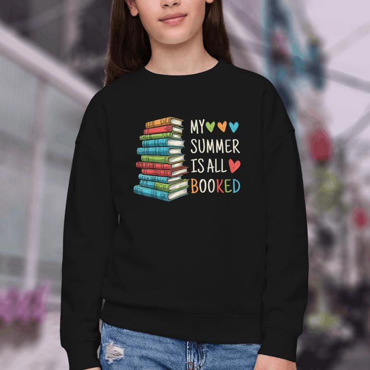 My Summer Is All Booked Book Reading Book Lover Youth Crewneck Sweatshirt