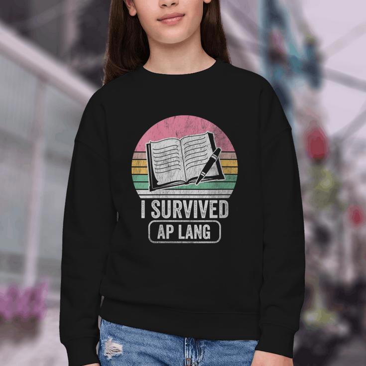 I Survived AP Lang Retro Book Graphic Youth Crewneck Sweatshirt I Survived AP Lang Retro Book Graphic Youth Crewneck Sweatshirt