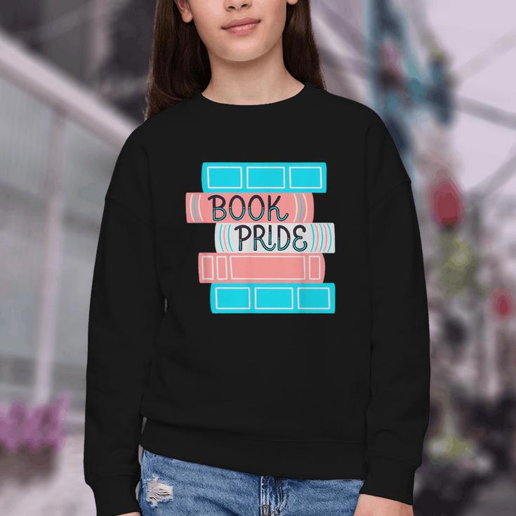 Threadless Grey Sky Chai Trans Book Pride Graphic Youth Crewneck Sweatshirt