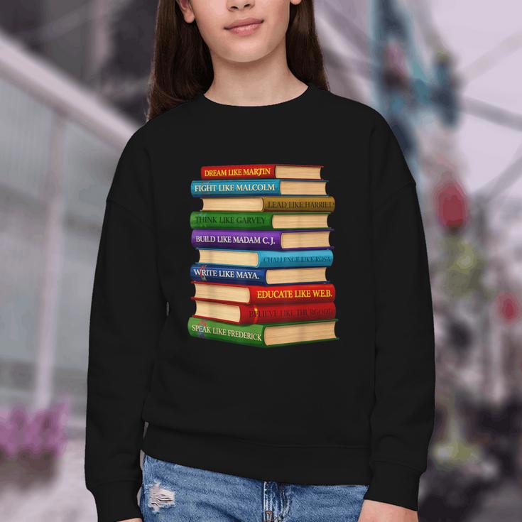 History Month Educated Black Leaders Reading Books Youth Crewneck Sweatshirt