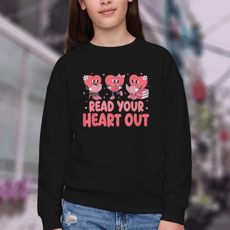 Valentine Day Book Read Your Heart Out Lovers Teacher Kids Youth Crewneck Sweatshirt Valentine Day Book Read Your Heart Out Lovers Teacher Kids Youth Crewneck Sweatshirt