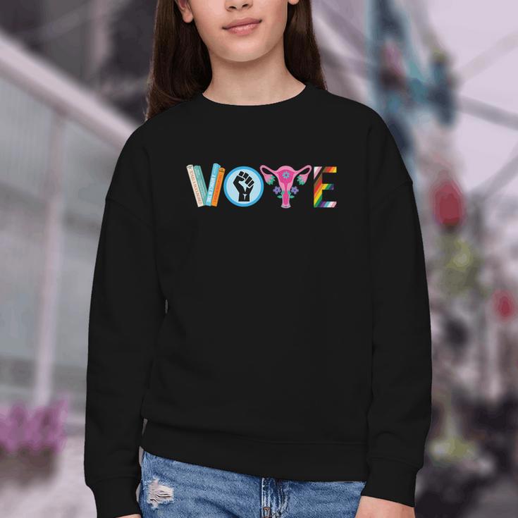 Vote Reproductive Right BLM Political Activism Lgbtq Book Youth Crewneck Sweatshirt