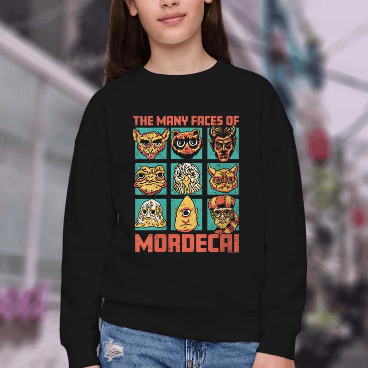 Women's DCC Many Faces Of Mordecai Grid Gamer Series Book Youth Crewneck Sweatshirt