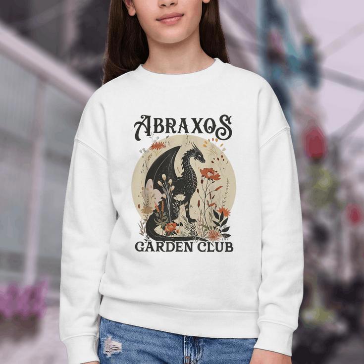 Abraxos Flower Garden Club Book Lover Fantasy Dragon Bookish Youth Crewneck Sweatshirt