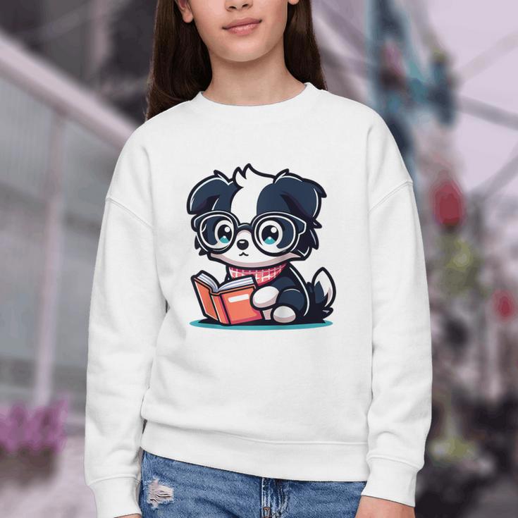 Adorable Book Lover Border Collie With Reading Glasses Cute Raglan Baseball Tee Youth Crewneck Sweatshirt Adorable Book Lover Border Collie With Reading Glasses Cute Raglan Baseball Tee Youth Crewneck Sweatshirt