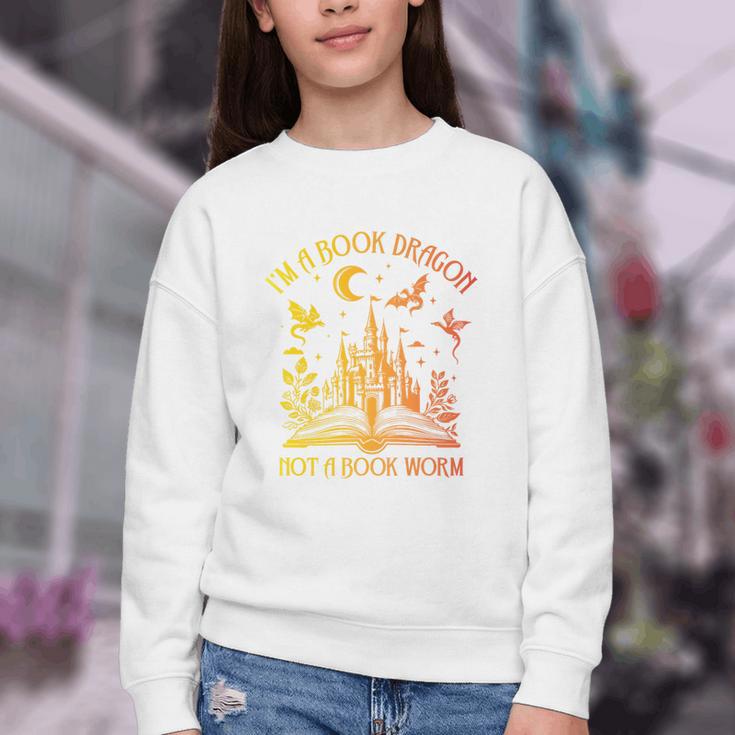 Book Dragon Not Book Worm Premium Youth Crewneck Sweatshirt
