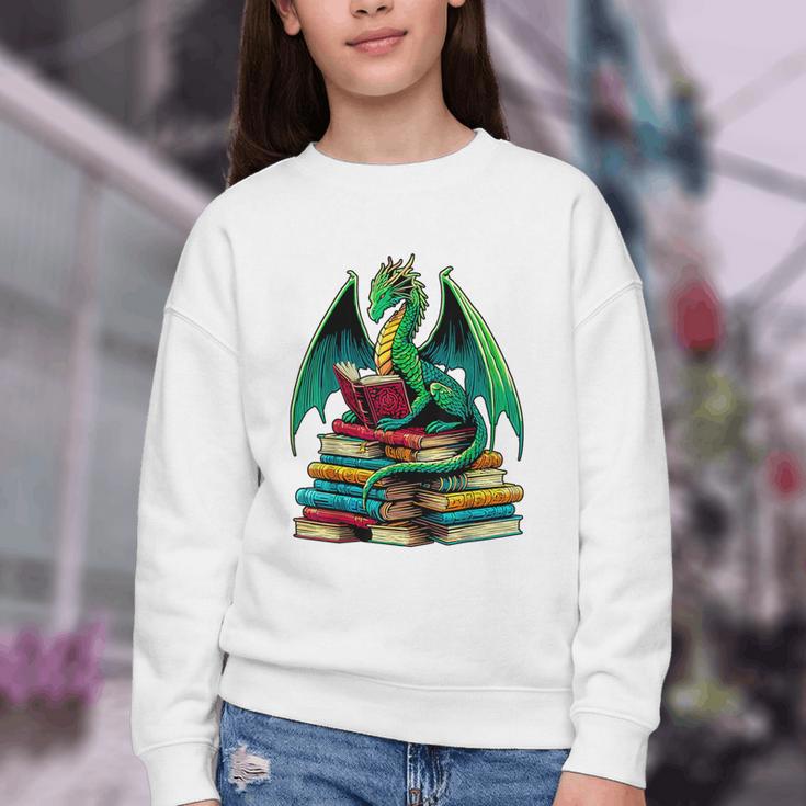 Book Dragon Reading Books Youth Crewneck Sweatshirt
