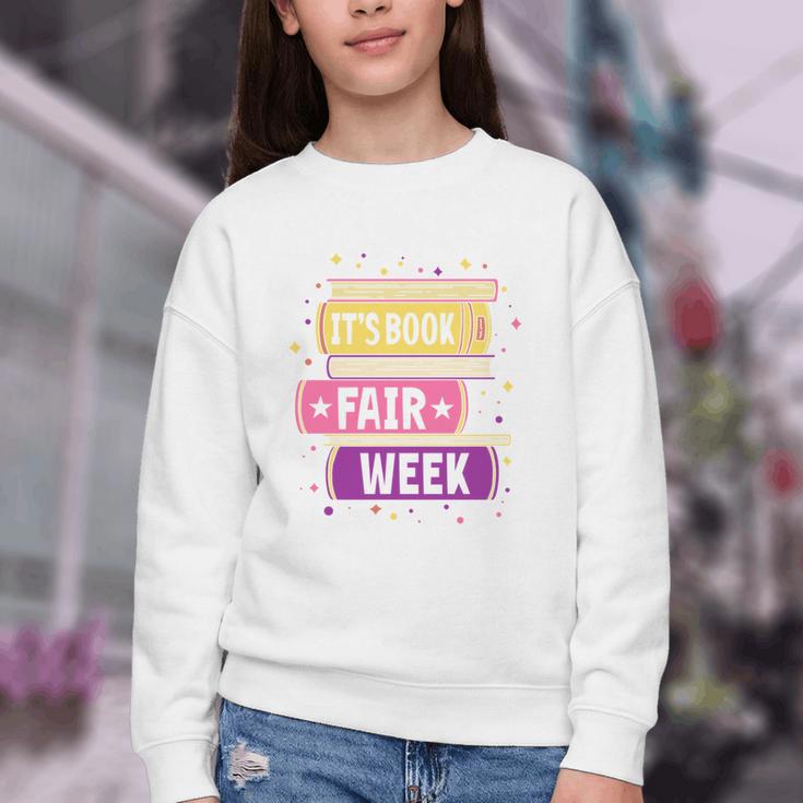 Book Fair Bookworm Library Its Book Fair Week Youth Crewneck Sweatshirt