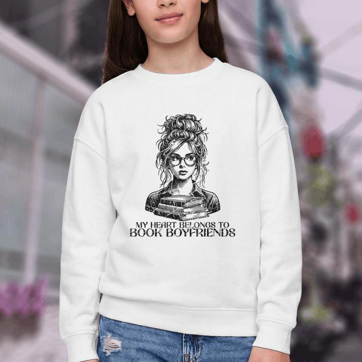 Book Lover Bent Over a Book Youth Crewneck Sweatshirt