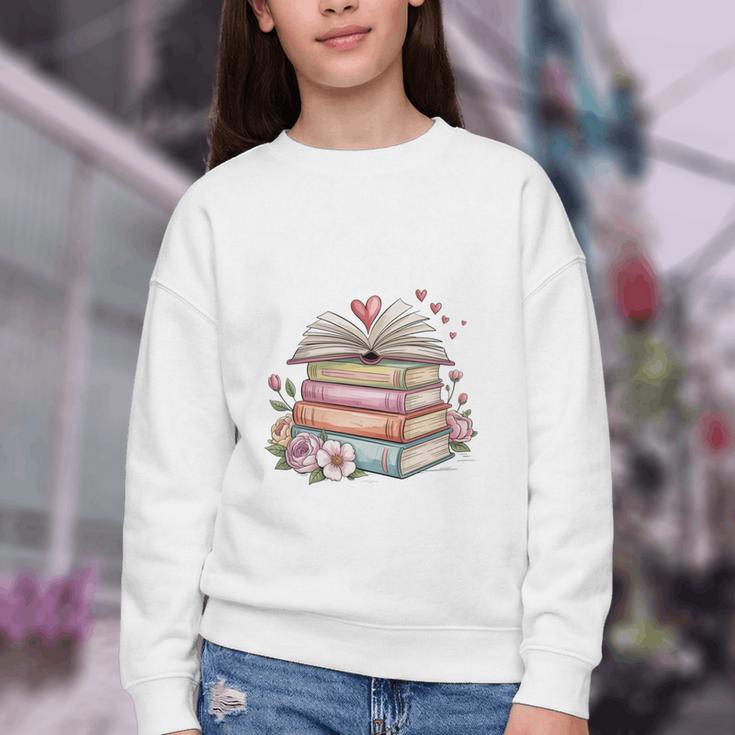 All Booked For Valentines Book Lover Romance Youth Crewneck Sweatshirt