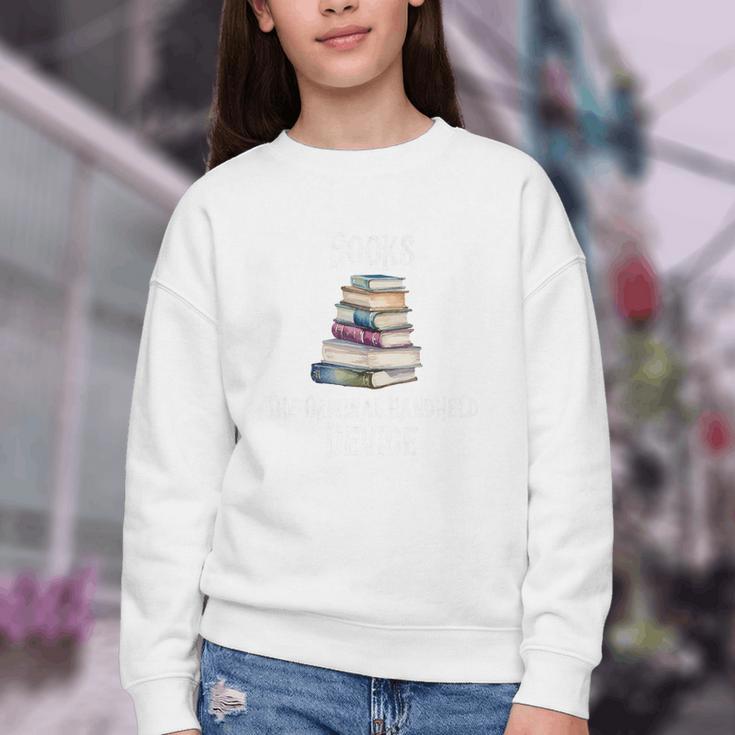 Books The Original Handheld Device Book Librarian Premium Youth Crewneck Sweatshirt Books The Original Handheld Device Book Librarian Premium Youth Crewneck Sweatshirt