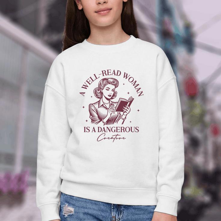 Books A Well-Read Woman Is A Dangerous Creature Women Premium Tri-Blend Youth Crewneck Sweatshirt Books A Well-Read Woman Is A Dangerous Creature Women Premium Tri-Blend Youth Crewneck Sweatshirt