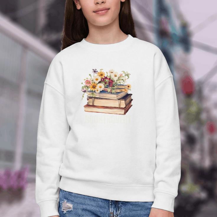Booktrovert Vintage Wildflowers Books For Book Lovers Youth Crewneck Sweatshirt Booktrovert Vintage Wildflowers Books For Book Lovers Youth Crewneck Sweatshirt