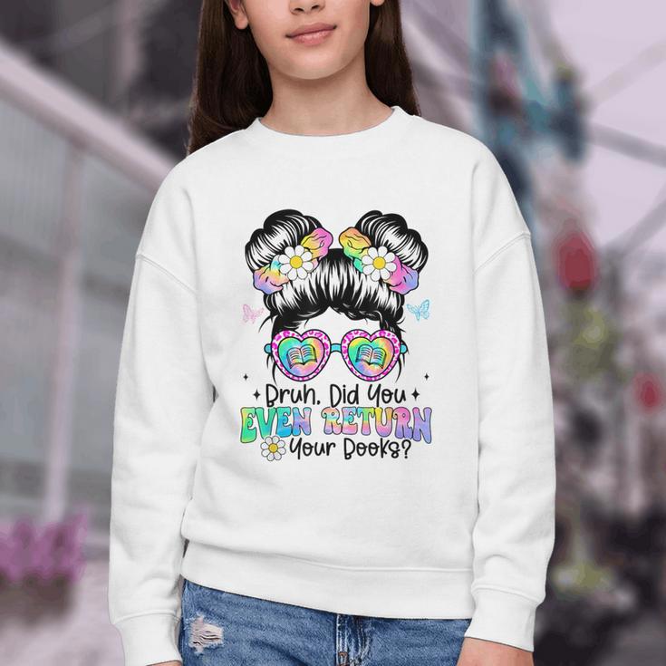 Bruh Return Your Books Reading Library Book Lovers Youth Crewneck Sweatshirt