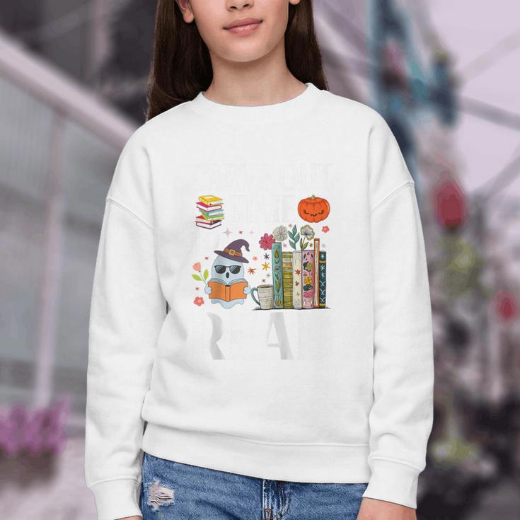 Carve Out Time To Read Halloween Ghost Books Raglan Baseball Tee Youth Crewneck Sweatshirt