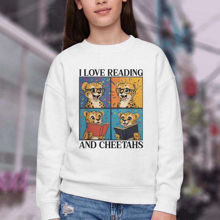 Cheetah Love Reading And Cheetahs Kids Bookworm Youth Crewneck Sweatshirt Cheetah Love Reading And Cheetahs Kids Bookworm Youth Crewneck Sweatshirt