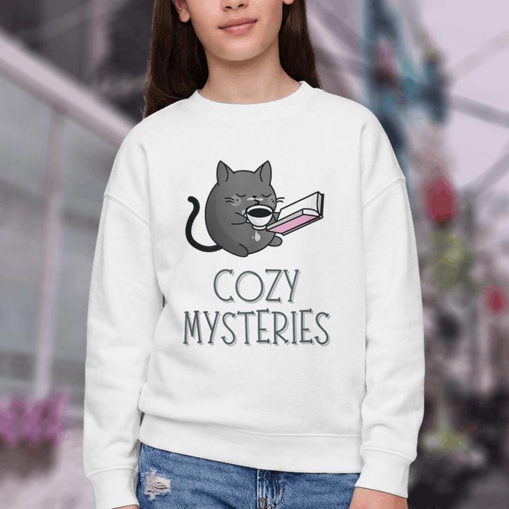 Cozy Mysteries Coffee And Novel For Book Lovers Youth Crewneck Sweatshirt